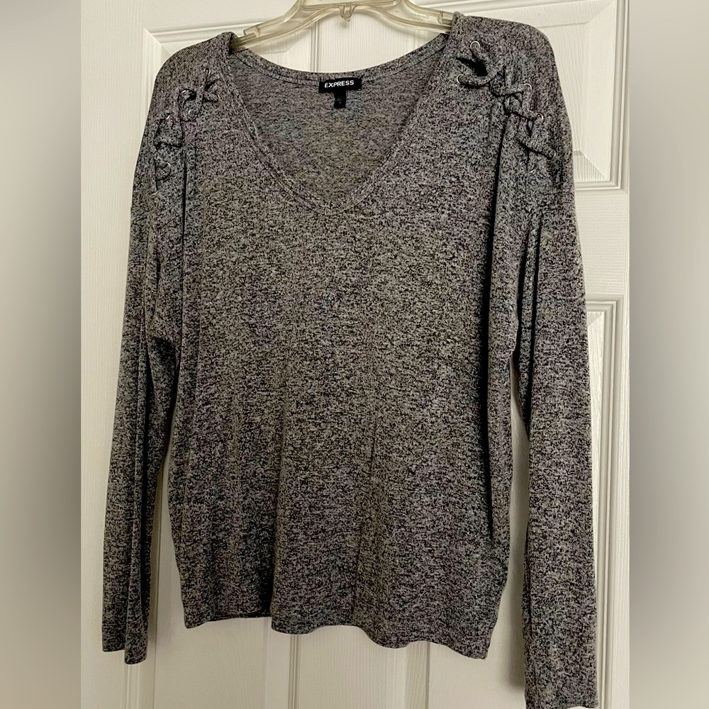 Express soft Cotten casual long sleeve top with shoulder/arm detail size M